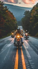 Glasbilder Motorrad Motorycle gang, biker  group, rockn roll gang, rocker group, people driving motorcycle
