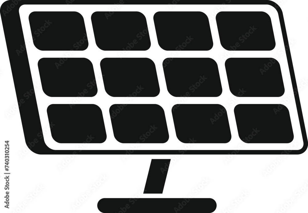 Poster field solar panel icon simple vector. lamp cell power. module source grid