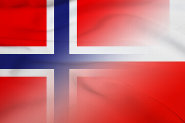 Obraz premium Norway and Poland political flag international contract POL NOR