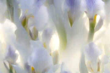 Irises, floral pastel background, turquoise shade