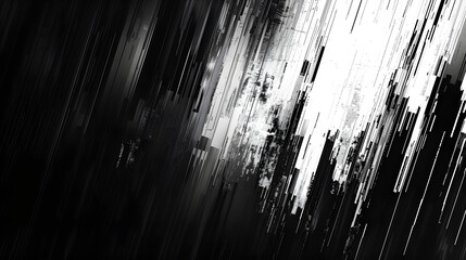 abstract black and white distortion glitch texture wallpaper - obrazy, fototapety, plakaty