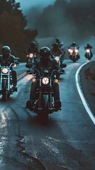 Papier Peint photo Moto Motorycle gang, biker  group, rockn roll gang, rocker group, people driving motorcycle
