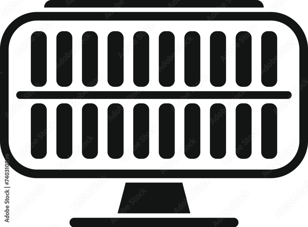 Poster cell power panel icon simple vector. solar grid roof. ceiling module source
