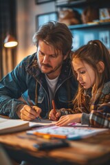 Parent helping a child with homework
