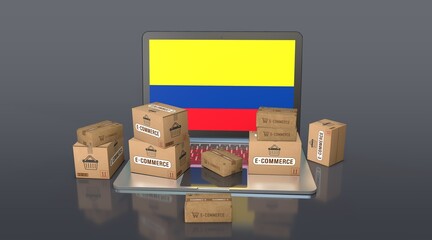 Colombia, Republic of Colombia, E-Commerce Visual Design, Social Media Images. 3D rendering. - obrazy, fototapety, plakaty