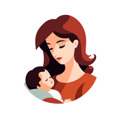 woman mother with a baby vector illustration isolated transparent background logo, cut out or cutout t-shirt print design