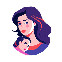 woman mother with a baby vector illustration isolated transparent background logo, cut out or cutout t-shirt print design