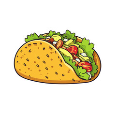taco vector illustration isolated transparent background logo, cut out or cutout t-shirt print design