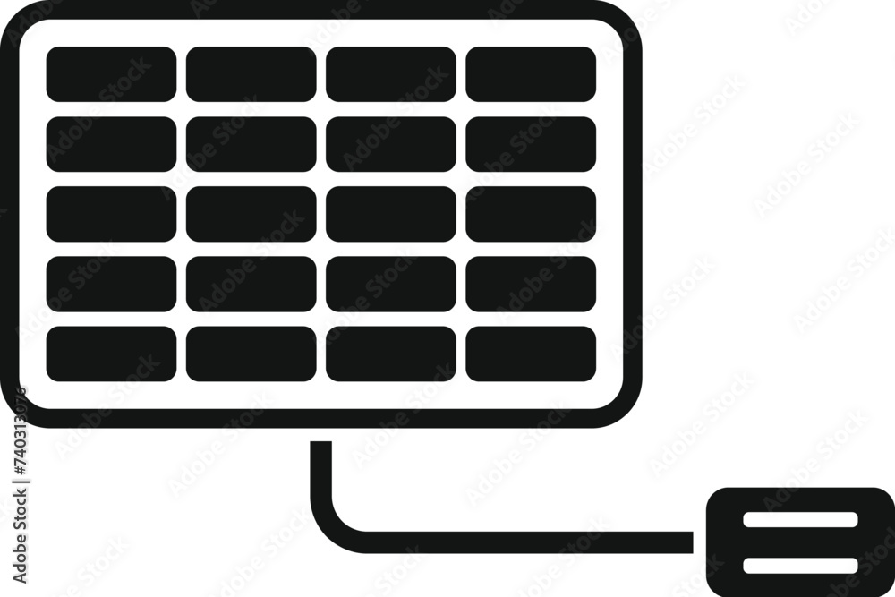 Poster cord connect solar panel icon simple vector. thermal cell. recharge source