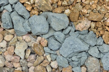 Pea gravel samples, driveway rubble lawn replacement material garden decoration.	