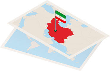 Iran map and flag