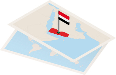 Yemen map and flag