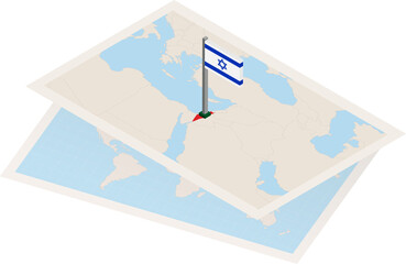 Israel map and flag