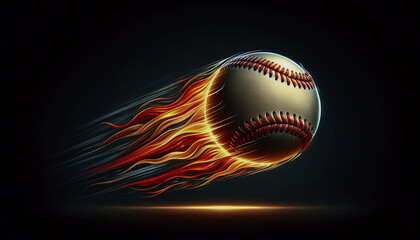 flying baseball with flames