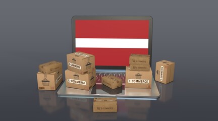  Latvia, Republic of Latvia, E-Commerce Visual Design, Social Media Images. 3D rendering.