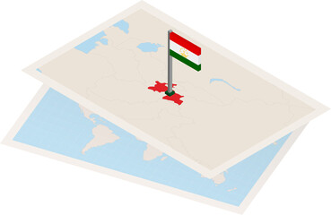 Fototapeta na wymiar Tajikistan map and flag