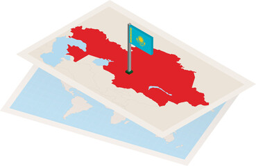 Kazakhstan map and flag