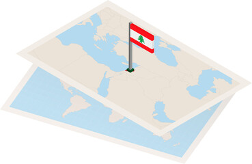 Lebanon map and flag