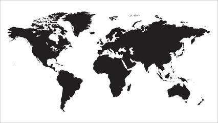 World Map black solid on isolated background