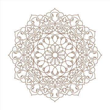 Round oriental ornament (arabesque) isolated on white. Arabic, Turkish, Indian pattern. Vector illustration.