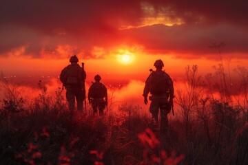 border patrol agents at sunset
