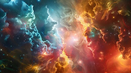 Celestial Symphony: A Colorful Space Alive With Stars and Clouds