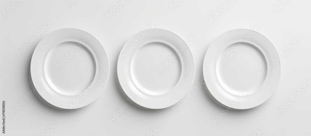 Aufkleber three variety of empty rectangular plates on a clean white background for presentation