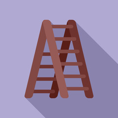 Wooden ladder icon flat vector. Tree trimming. Climbing garden trim