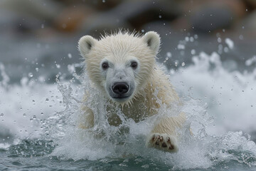 osos polares son muy bonitos y tiernos - obrazy, fototapety, plakaty