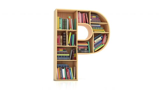 Letters A to M in the form of shelves with books. Alphabet for school, education and library
