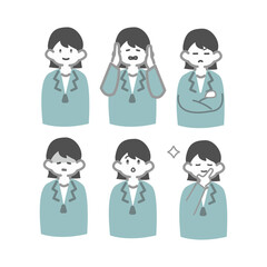 いろんな表情の女性作業員6人