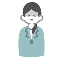 青ざめた表情の女性作業員