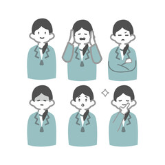 いろんな表情の女性作業員6人