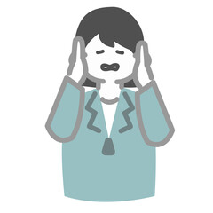 頭を抱えて悩む女性作業員