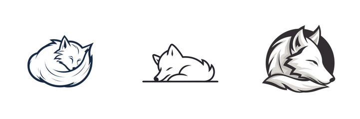 set of sleeping wolfs  vector illustration isolated transparent background logo, cut out or cutout t-shirt print design