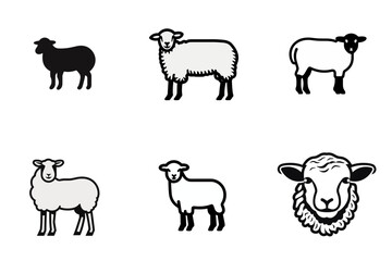 set of sheep vector illustration isolated transparent background logo, cut out or cutout t-shirt print design