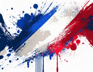 abstract French flag with paint splatter