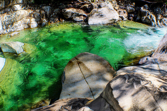 Turquoise creek water in the humid tropic mountains