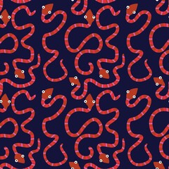 Summer cartoon animals seamless snake pattern for wrapping paper and fabrics and kids print and new 2025 year