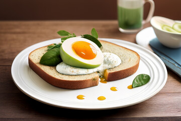 Healthy Breakfast: Toasted Bread, Avocado, and Hot Coffee or Tea