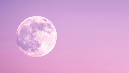 Full moon with a purple sky . Copy space for text, advertising.  - obrazy, fototapety, plakaty