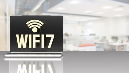 The wi fi 7 text for technology concept 3d rendering.