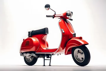 Foto op Canvas A white background with a red scooter. , .highly detailed,   cinematic shot   photo taken by sony   incredibly detailed, sharpen details   highly realistic   professional photography lighting   lightr © pigeon
