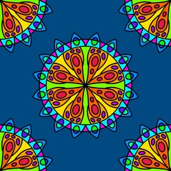 Abstract geometric floral seamless mandala pattern for fabrics and linens and wrapping paper and fashion