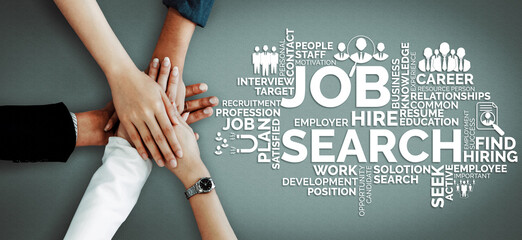 Human Resources Recruitment and People Networking Concept. Modern graphic interface showing...