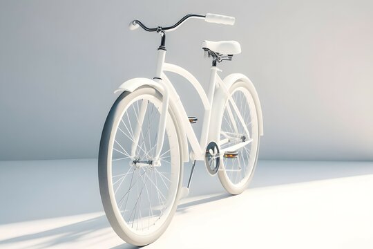 White bicycle 3D model against white background , .highly detailed,   cinematic shot   photo taken by sony   incredibly detailed, sharpen details   highly realistic   professional photography lighting