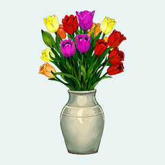 Flower pots vector watercolor flowers pots floral vector