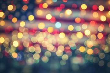 Fototapeta premium Abstract American flag bokeh lights background