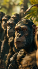 Fototapeta na wymiar Australopithecus Migration Leadership - homem das cavernas - Australopithecus Migration Journey - Evolução - Teoria da evolução