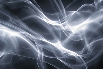 White abstract smoke swirls on a dark background